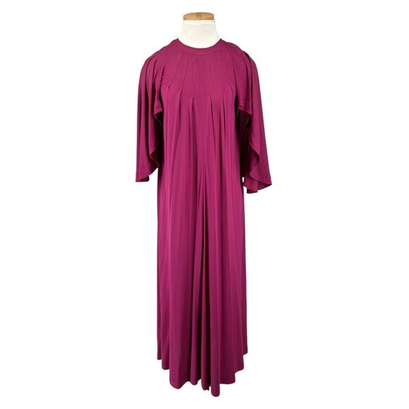 Jean Muir Dresses & Skirts - Vintage Jean Muir Original England Maxi Batwing Cape Dress Womens 12 Magenta